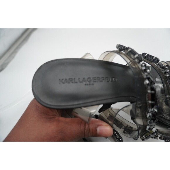 Karl Lagerfeld Paris Bristol Embellished slingback Caged Heels Size 8.5M - Picture 11 of 12